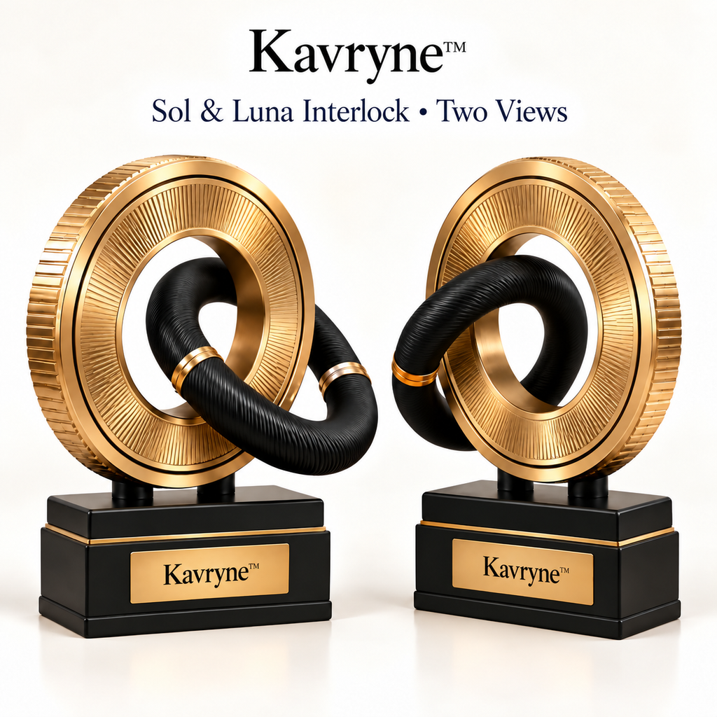 Kavryne™ The Sol & Luna Interlock – Entwined Dual-Ring Sculpture