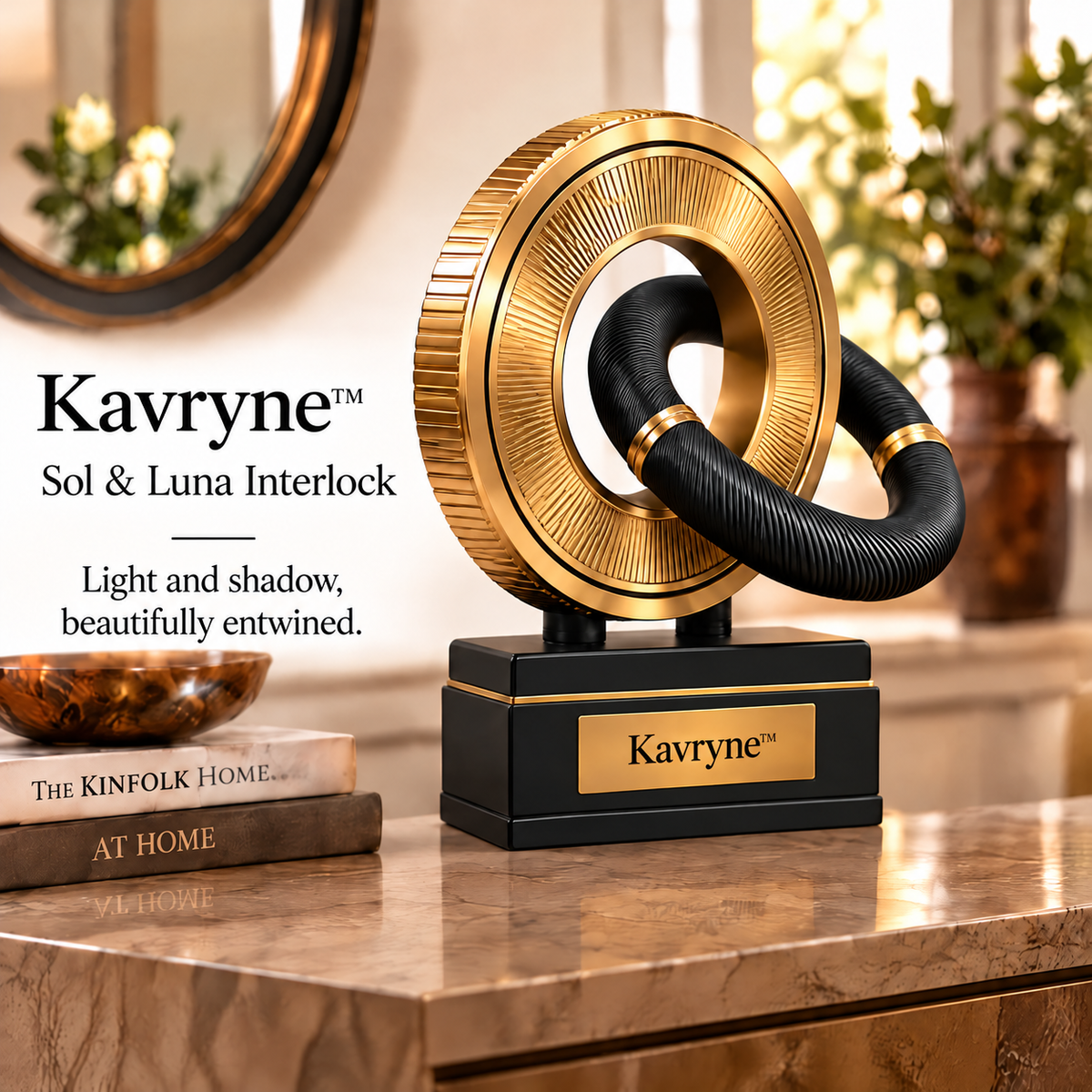 Kavryne™ The Sol & Luna Interlock – Entwined Dual-Ring Sculpture