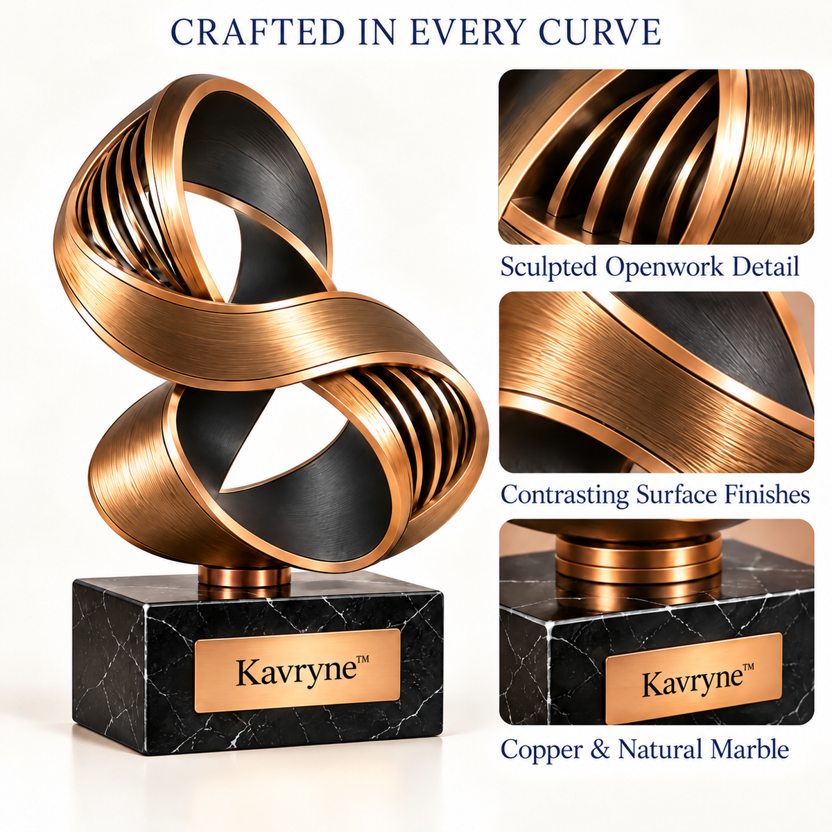 Kavryne™ The Mobius Infinity Loop – Sculpted Openwork Ribbon Sculpture