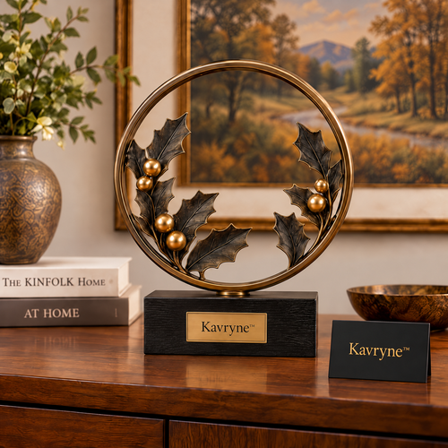 Kavryne™ The Botanical Wreath – Brushed Antique Bronze & Polished Berry Sculpture